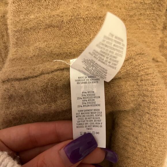 Aerie Tan Rib Knit Scoop Neck Long Sleeve Sweater Fall Winter Cozycore Size XXS - Picture 3 of 10